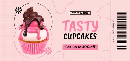 Ontwerpsjabloon van Coupon Din Large van Tasty Cupcakes Discount