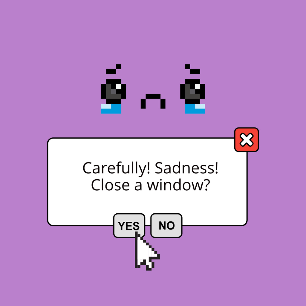 Cute Sad Pixel Character Instagramデザインテンプレート