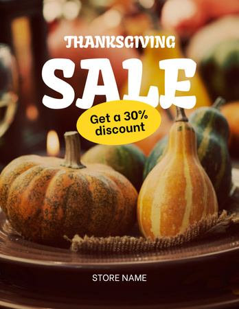 Wholesome Pumpkins At Discounted Rates On Thanksgiving Flyer 8.5x11in Design Template