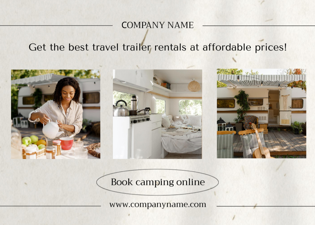 Comfort Trailer Rental For Travelling Offer Postcard 5x7in tervezősablon