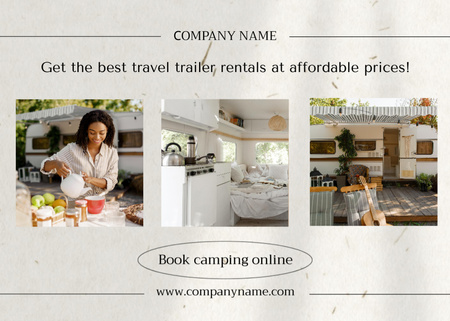 Designvorlage Comfort Trailer Rental For Travelling Offer für Postcard 5x7in
