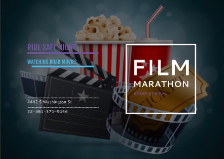 Film marathon night Announcement Card Modelo de Design