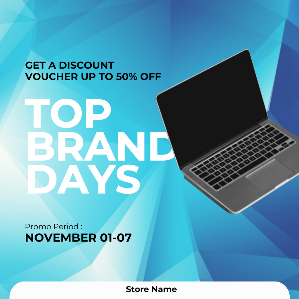 Discount Voucher for Top Brand Laptop Instagram Πρότυπο σχεδίασης