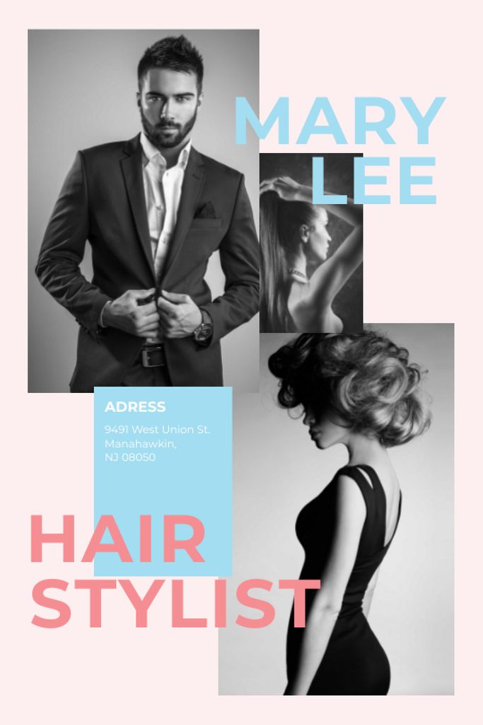 Fashion Ad Woman and Man with modern hairstyles Tumblr Šablona návrhu
