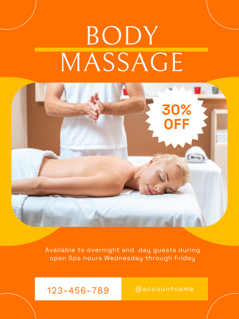 Announcement of Discount on Body Massage Poster US Πρότυπο σχεδίασης