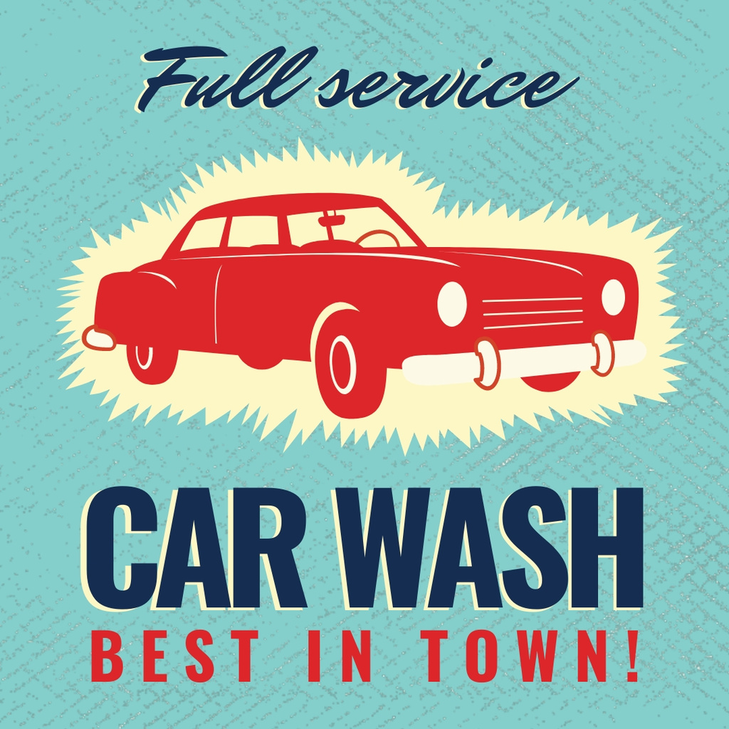 Ontwerpsjabloon van Instagram AD van Car Wash service promotion in Blue