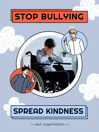 Boy in Wheelchair suffering from Bullying Poster US Design Template