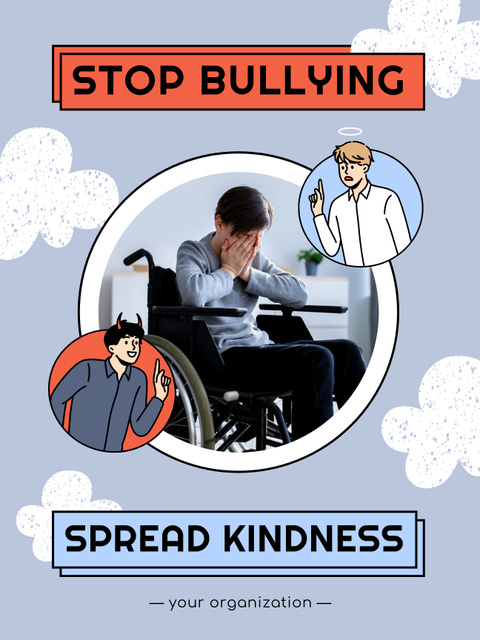Boy in Wheelchair suffering from Bullying Poster USデザインテンプレート