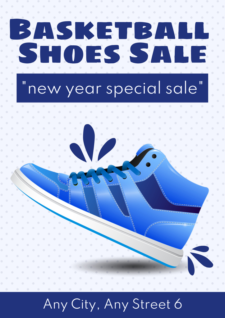 Men's Basketball Shoes and Sneakers Poster Design Template