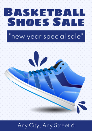 Men's Basketball Shoes and Sneakers Poster Design Template