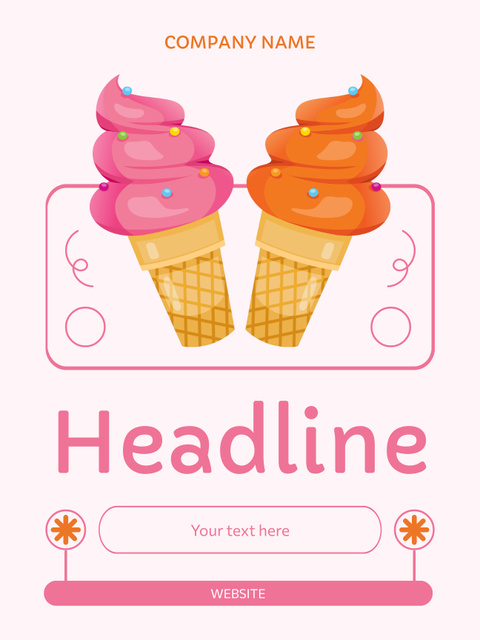Illustration of Appetizing Ice Cream Cone Poster US Tasarım Şablonu