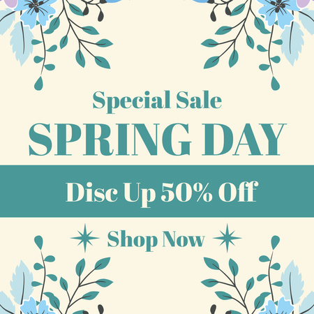 Spring Day Special Sale Announcement on Floral Background Instagram AD Design Template