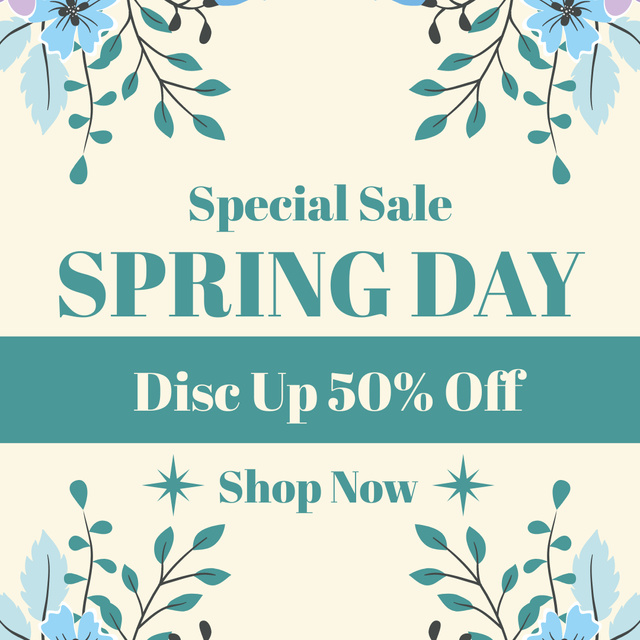 Spring Day Special Sale Announcement on Floral Background Instagram ADデザインテンプレート