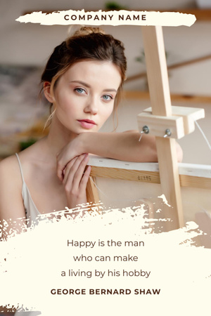 Artist Near Easel With Inspirational Quote Postcard 4x6in Vertical Design Template