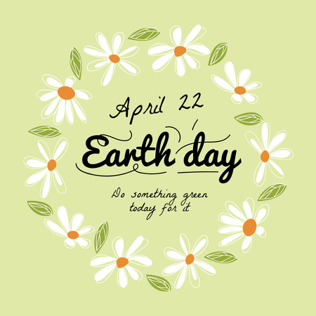 World Earth Day Announcement with Floral Wreath Instagram Design Template