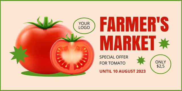 Special Offer at Farmers Market with Red Tomatoes Twitter Design Template