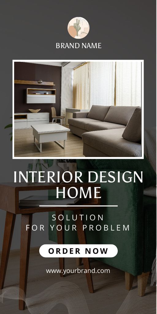 Interior Design for Home with Stylish Sofa in Room Graphic Tasarım Şablonu