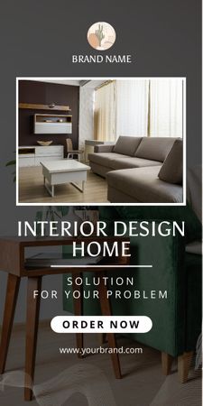 Interior Design for Home with Stylish Sofa in Room Graphic Design Template