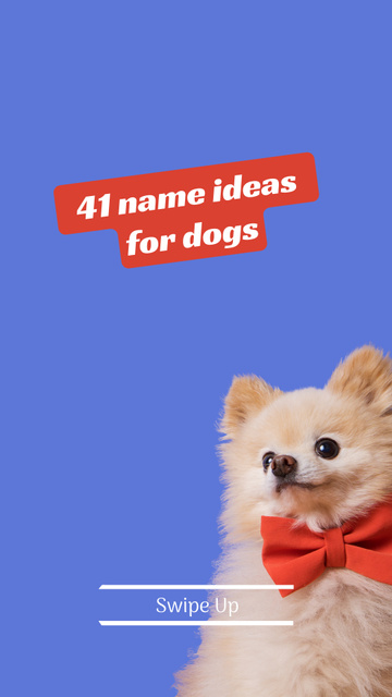 Name Ideas for Dogs Ad with Cute Puppy Instagram Story tervezősablon