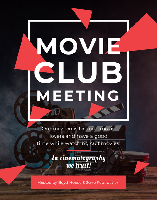 Movie Club Meeting Ad with Projector Poster 22x28in Πρότυπο σχεδίασης