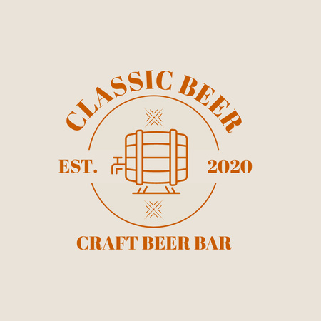 Pub Ad with Keg of Beer Logo Design Template