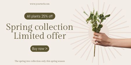 Designvorlage Pflanzen-Frühlings-Verkaufsangebot für Twitter