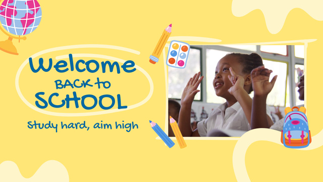 Inspiring Back to School Congrats In Yellow Full HD videoデザインテンプレート