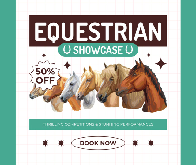 Announcement about Charismatic Horse Show Facebook Modelo de Design