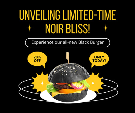 Limited-Time Offer with Black Burger Facebook Design Template