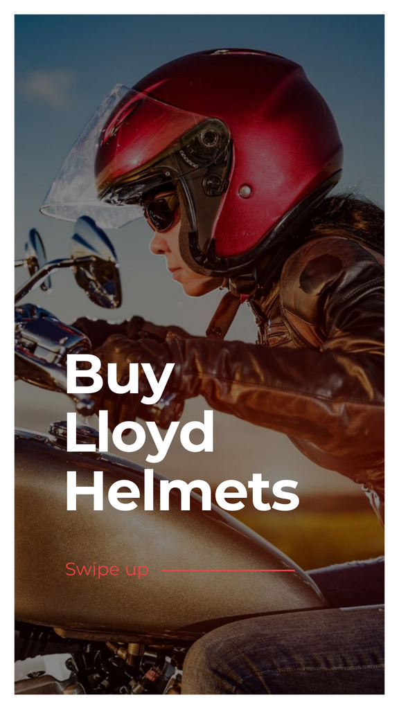 Ontwerpsjabloon van Instagram Story van Helmets Sale Offer with Biker