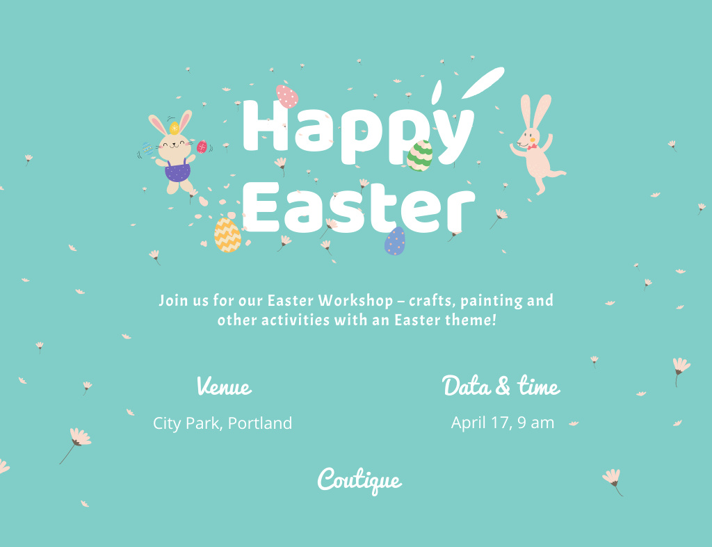 Easter Holiday Celebration Announcement Invitation 13.9x10.7cm Horizontal Πρότυπο σχεδίασης