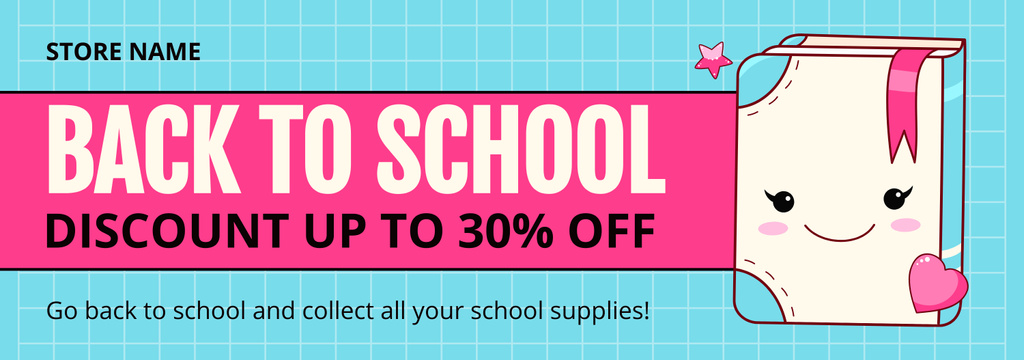Discount on School Supplies with Cute Cartoon Notebook Tumblr – шаблон для дизайну