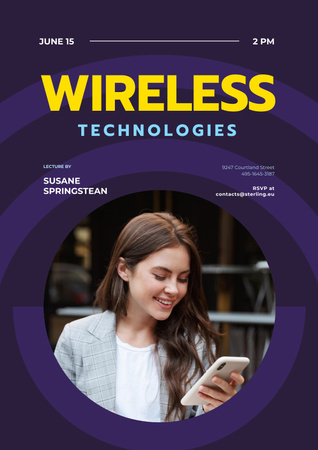 Wireless Technology Lecture with Smartphone Poster Design Template