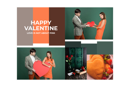 Collage with Young Beautiful Couple for Valentine's Day Mood Board Design Template