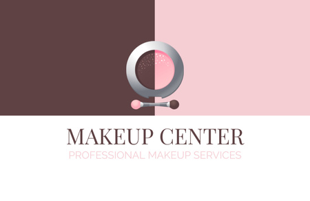 Szablon projektu Makeup Center Offer with Eye Shadow and Applicator Business Card 85x55mm
