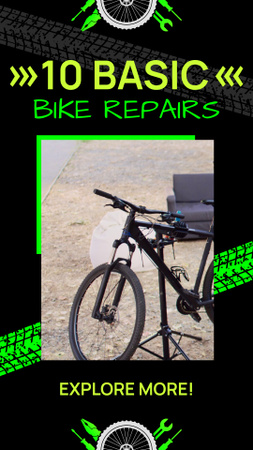 Template di design Set iniziale di riparazioni di biciclette di base Instagram Video Story