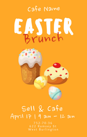 Easter Holiday Brunch Announcement on Orange Invitation 4.6x7.2in Design Template