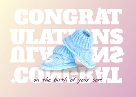 Поздравления с Днем Рождения сыну на розовом Postcard 5x7in – шаблон для дизайна