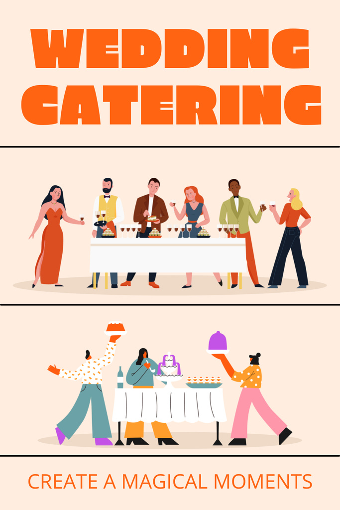 Catering Services Ad with People celebrating Wedding Pinterestデザインテンプレート