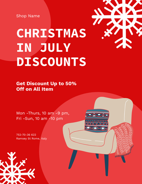 Christmas in July Sale Extravaganza Flyer 8.5x11in Design Template