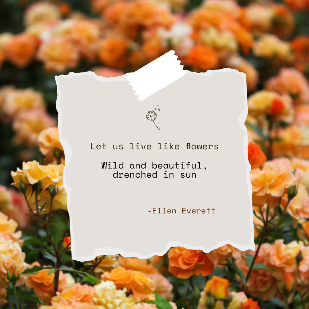 Ontwerpsjabloon van Instagram van Inspirational Phrase with Yellow Flowers