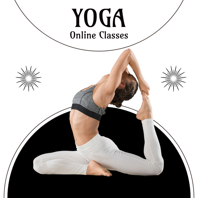 Ontwerpsjabloon van Instagram van Online Yoga Classes Announcement