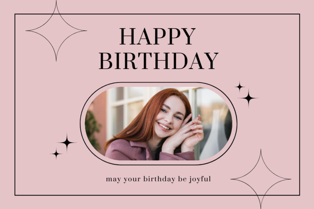 Platilla de diseño Birthday Greeting to a Girl on Pastel Pink Postcard 4x6in