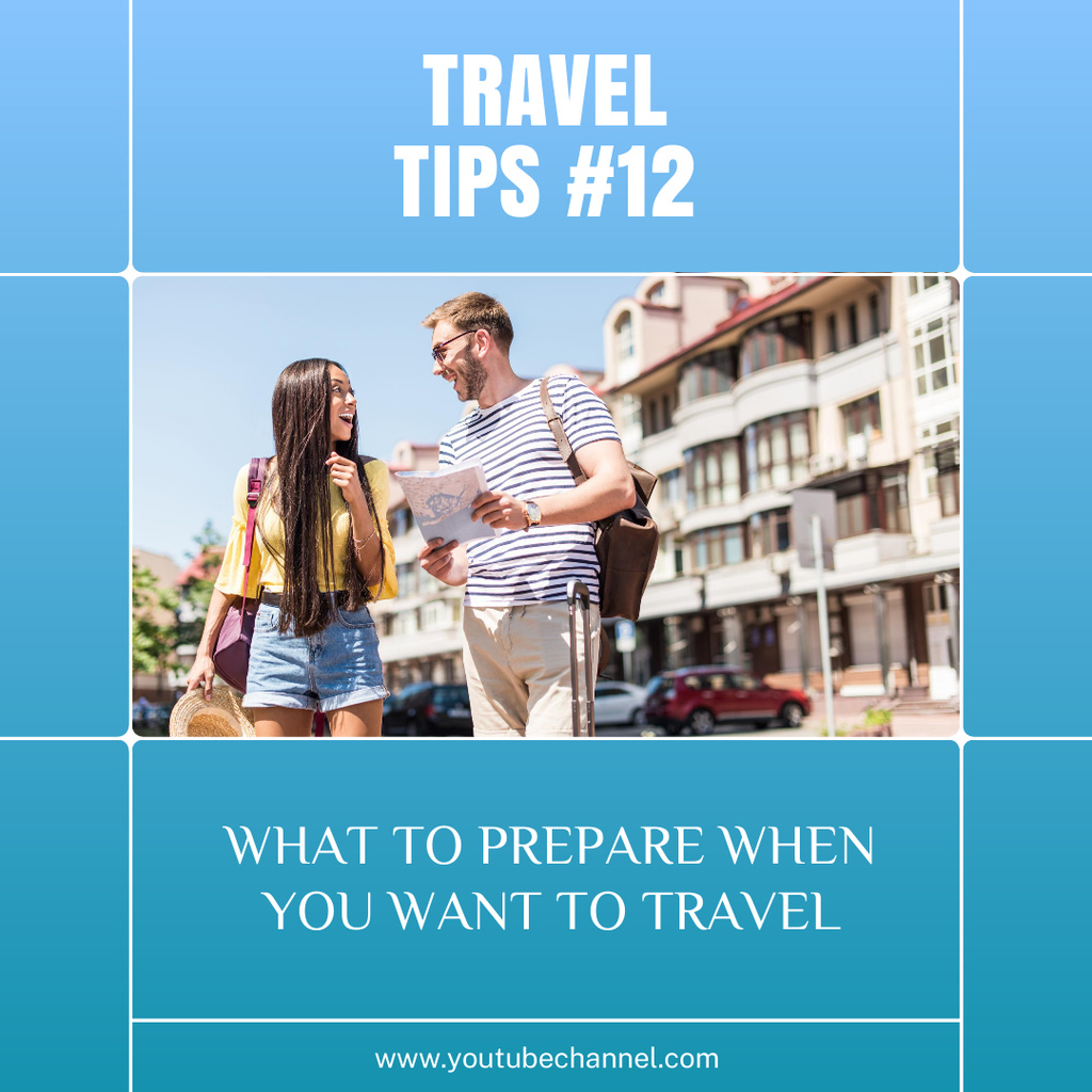 Travel Tips to Prepare  for Journey Instagram Šablona návrhu