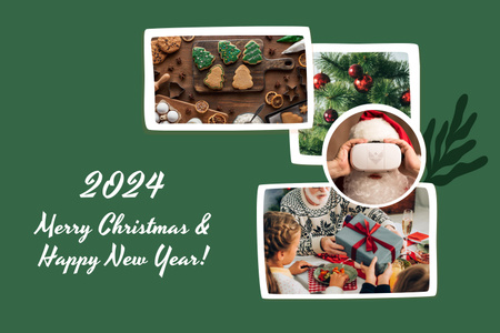 Christmas and New Year Holidays Greeting Mood Board Design Template