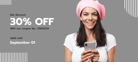 Discount Offer with Modern Smartphone Coupon 3.75x8.25in Design Template
