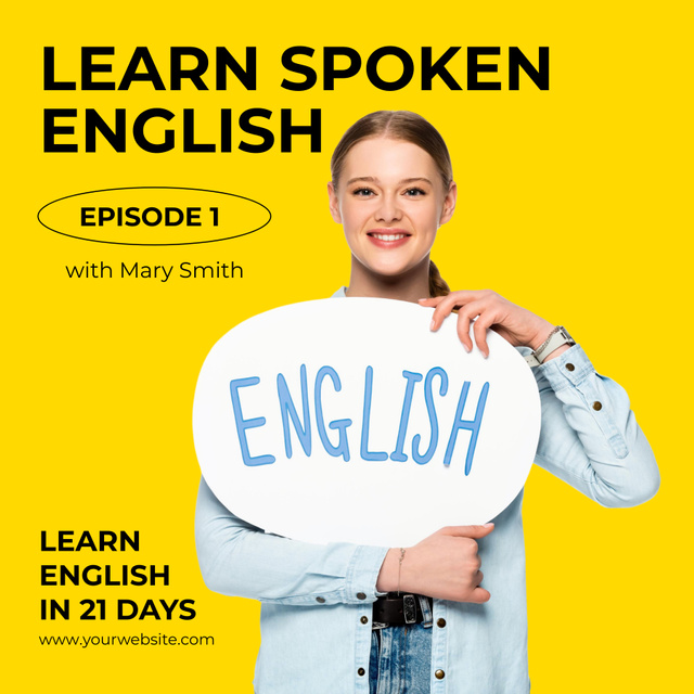 Spoken English Learning Podcast Cover Podcast Cover – шаблон для дизайну
