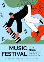 Music Festival Announcement with Man playing Piano