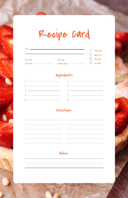 Template di design Sweet Strawberry Pie Recipe Recipe Card