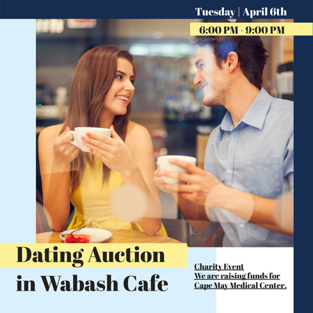 Dating Auction in Couple with coffee in Cafe Instagram AD Design Template